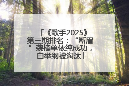 《歌手2025》第三期排名：“断眉”袭榜单依纯成功，白举纲被淘汰
