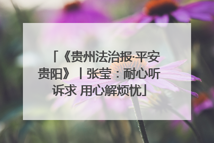 《贵州法治报·平安贵阳》丨张莹：耐心听诉求 用心解烦忧