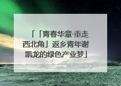 「青春华章·重走西北角」返乡青年谢凯龙的绿色产业梦