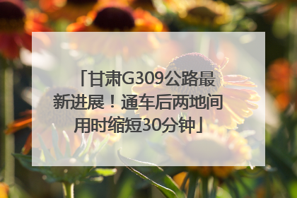 甘肃G309公路最新进展！通车后两地间用时缩短30分钟