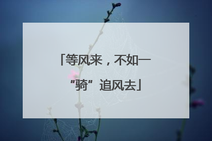 等风来，不如一“骑”追风去