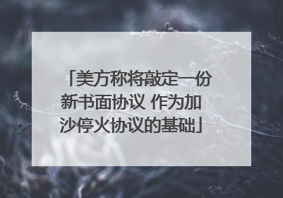 美方称将敲定一份新书面协议 作为加沙停火协议的基础