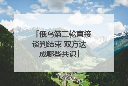 俄乌第二轮直接谈判结束 双方达成哪些共识