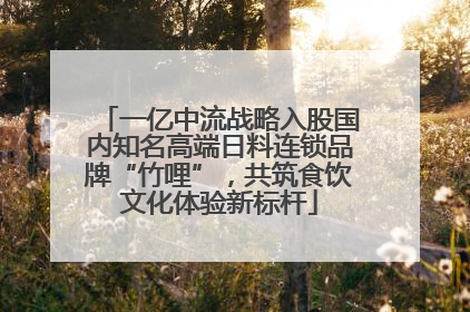 一亿中流战略入股国内知名高端日料连锁品牌“竹哩”，共筑食饮文化体验新标杆