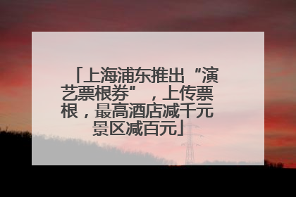 上海浦东推出“演艺票根券”，上传票根，最高酒店减千元景区减百元