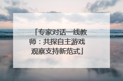 专家对话一线教师：共探自主游戏观察支持新范式