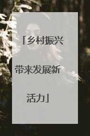 乡村振兴带来发展新活力