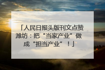 人民日报头版刊文点赞潍坊：把“当家产业”做成“担当产业”！