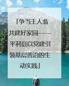 争当主人翁 共建好家园——平利县以党建引领基层善治的生动实践
