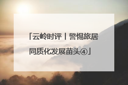 云岭时评丨警惕旅居同质化发展苗头④