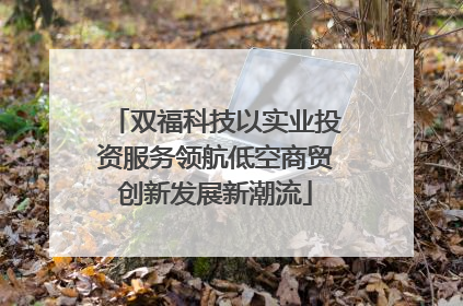 双福科技以实业投资服务领航低空商贸创新发展新潮流
