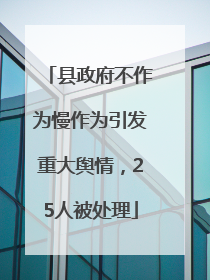 县政府不作为慢作为引发重大舆情，25人被处理
