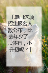 厦门这项招生报名人数公布，比去年少了……还有，小升初呢？