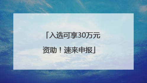 入选可享30万元资助!速来申报
