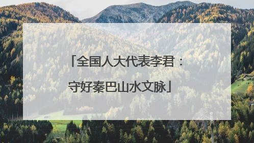 全国人大代表李君：守好秦巴山水文脉
