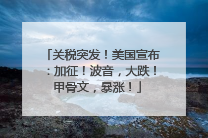关税突发！美国宣布：加征！波音，大跌！甲骨文，暴涨！