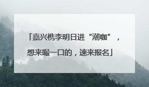 嘉兴槜李明日进“潮咖”，想来嘬一口的，速来报名