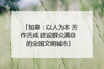 如皋：以人为本 善作善成 建设群众满意的全国文明城市
