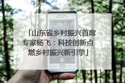 山东省乡村振兴首席专家杨飞：科技创新点燃乡村振兴新引擎