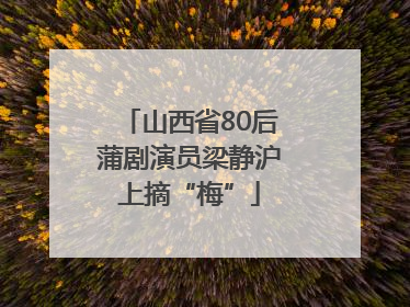 山西省80后蒲剧演员梁静沪上摘“梅”