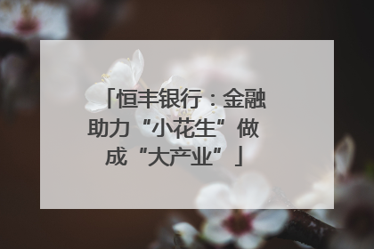 恒丰银行：金融助力“小花生”做成“大产业”