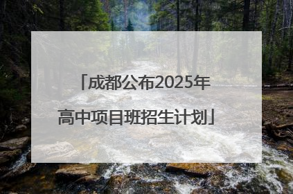 成都公布2025年高中项目班招生计划