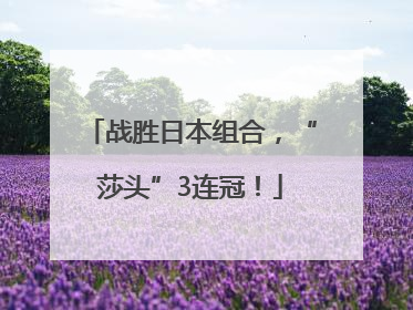 战胜日本组合，“莎头”3连冠！