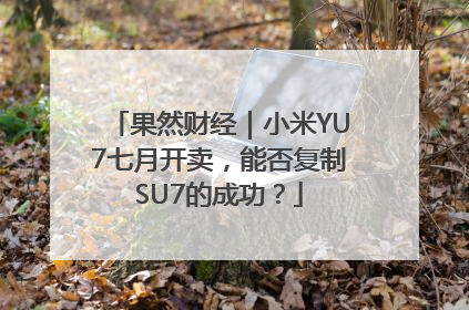 果然财经｜小米YU7七月开卖，能否复制SU7的成功？