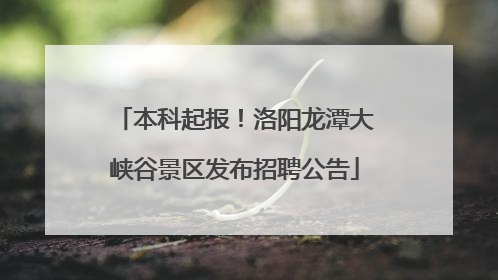 本科起报！洛阳龙潭大峡谷景区发布招聘公告