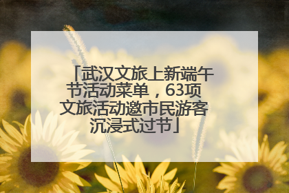 武汉文旅上新端午节活动菜单，63项文旅活动邀市民游客沉浸式过节