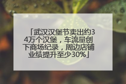 武汉汉堡节卖出约34万个汉堡，车流量创下商场纪录，周边店铺业绩提升至少30%