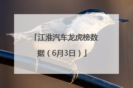 江淮汽车龙虎榜数据（6月3日）