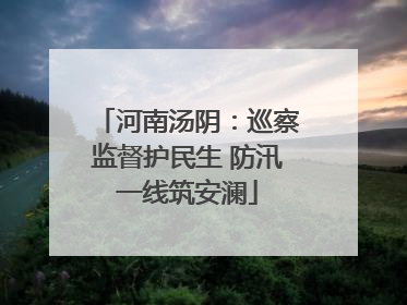 河南汤阴：巡察监督护民生 防汛一线筑安澜