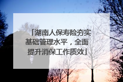湖南人保寿险夯实基础管理水平，全面提升消保工作质效