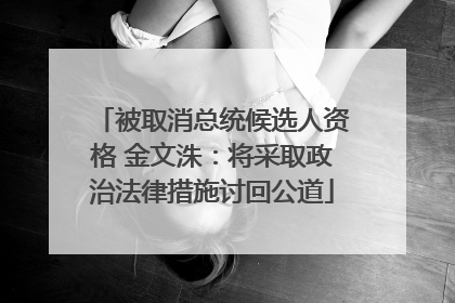 被取消总统候选人资格 金文洙：将采取政治法律措施讨回公道