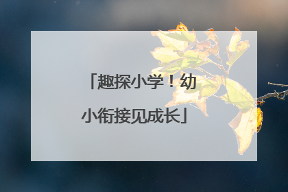 趣探小学！幼小衔接见成长