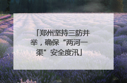 郑州坚持三防并举，确保“两河一渠”安全度汛