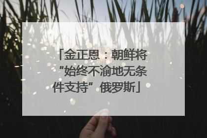 金正恩：朝鲜将“始终不渝地无条件支持”俄罗斯